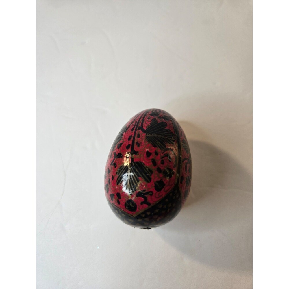 Lacquer Egg Mod Podge Black Red and Gold Pattern